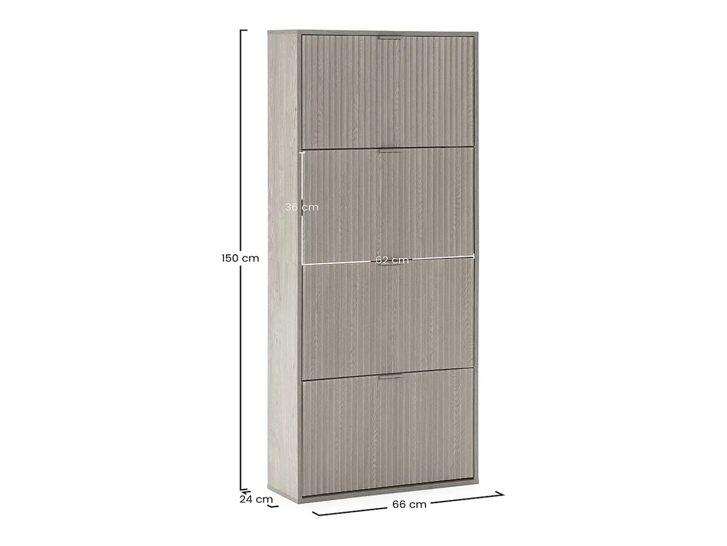 Mueble Zapatero Lluvia 4 Puertas Color Roble, para 24 Pares