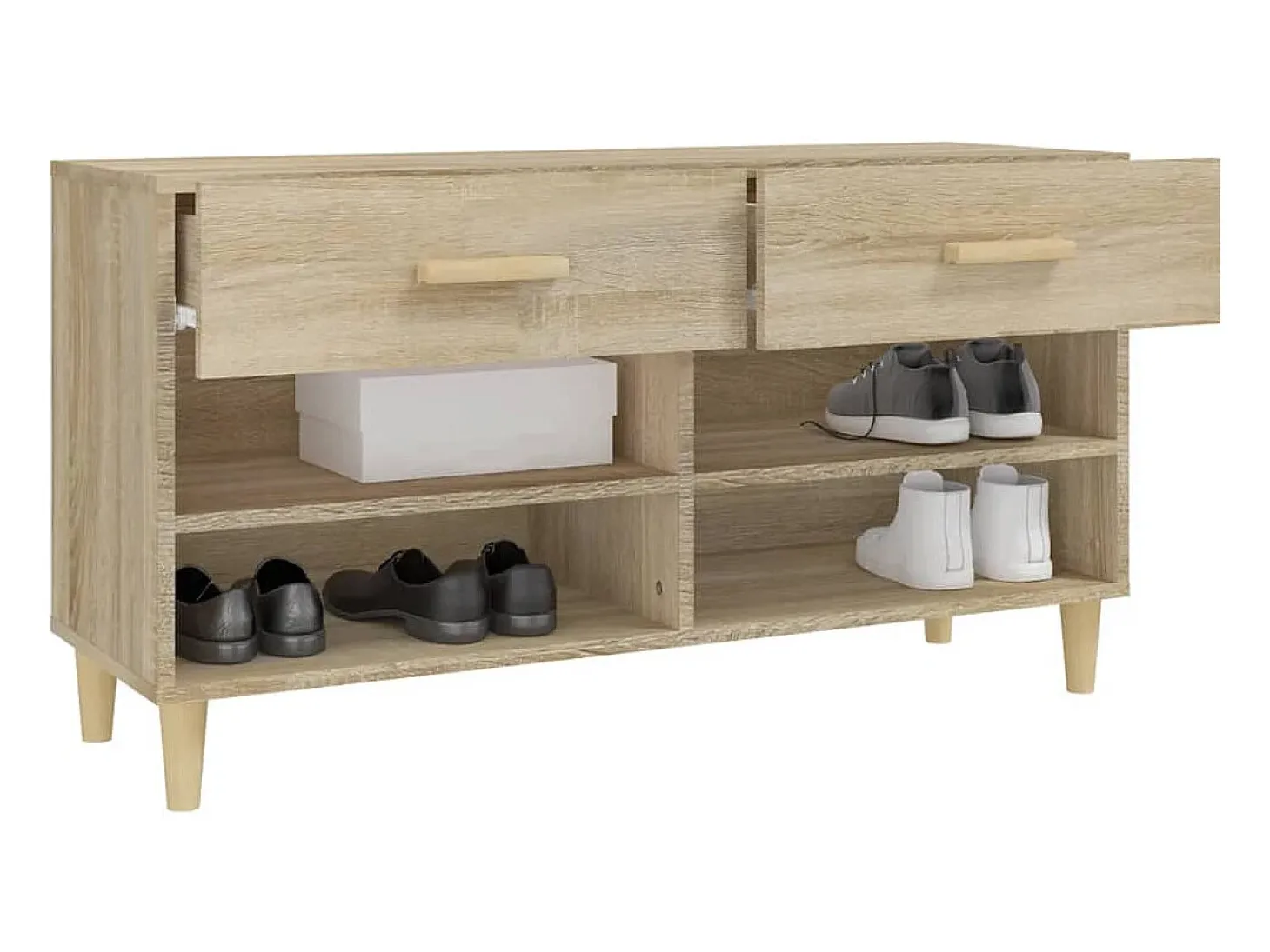 Mueble zapatero madera contrachapada roble Sonoma 102x35x55 cm ES731340