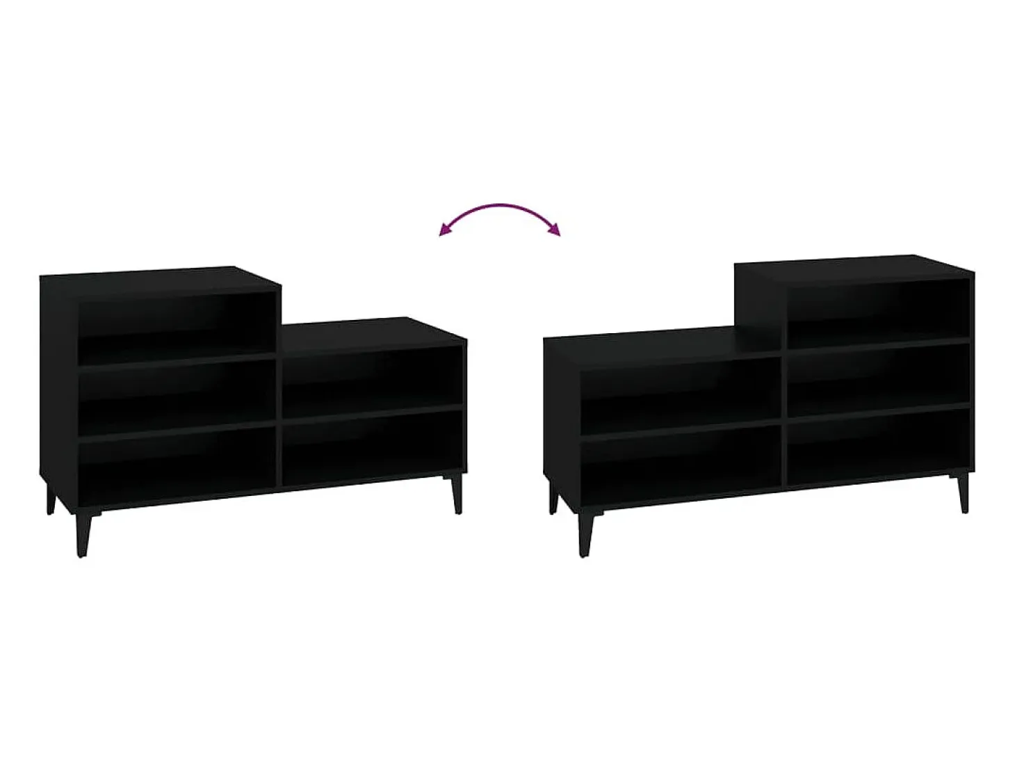 Mueble zapatero madera contrachapada negro 102x36x60 cm ES532663