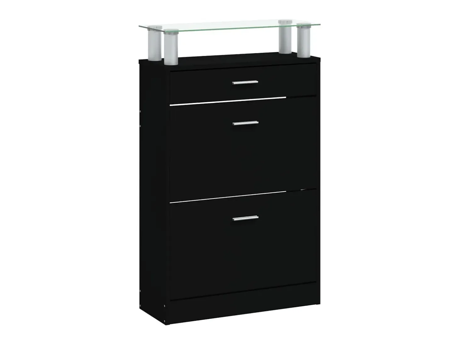 Mueble zapatero madera contrachapada negro 63x24x104 cm ES465533