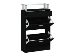 Mueble zapatero madera contrachapada negro 63x24x104 cm ES465533