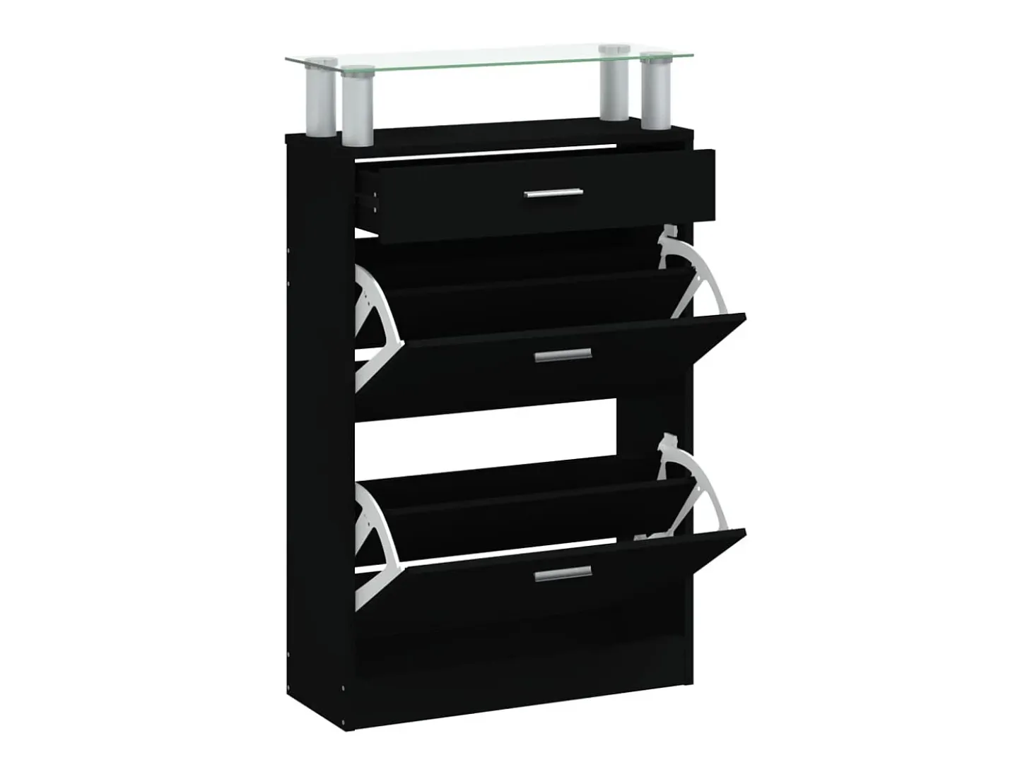 Mueble zapatero madera contrachapada negro 63x24x104 cm ES465533