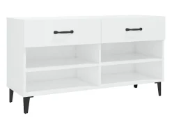 Mueble zapatero madera contrachapada blanco brillo 102x35x55 cm ES858428