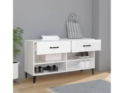 Mueble zapatero madera contrachapada blanco brillo 102x35x55 cm ES858428