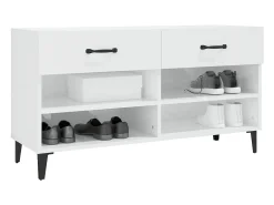 Mueble zapatero madera contrachapada blanco brillo 102x35x55 cm ES858428