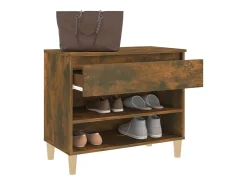 Mueble zapatero madera contrachapada roble ahumado 70x36x60 cm ES260350