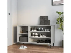 Mueble zapatero madera contrachapada gris hormigón 102x36x60 cm ES387107