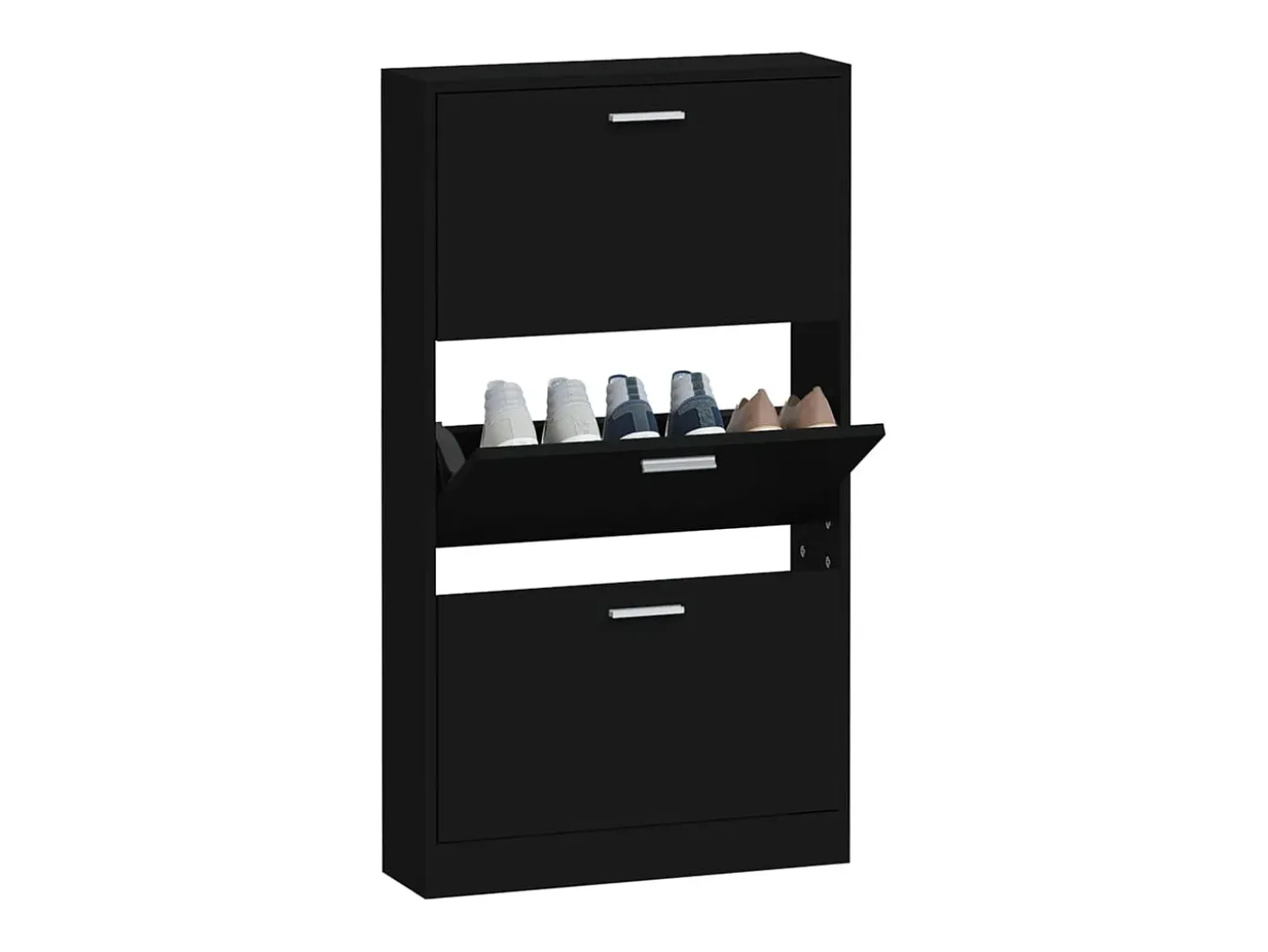 Mueble zapatero madera contrachapada negro 59x17x108 cm ES525926