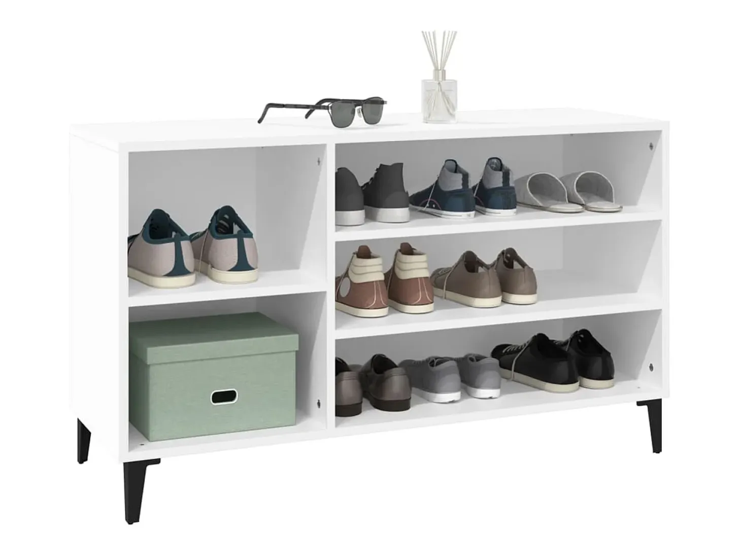 Mueble zapatero madera contrachapada blanco 102x36x60 cm ES197266