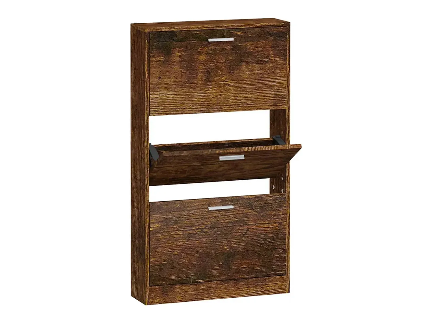 Mueble zapatero madera contrachapada roble ahumado 59x17x108 cm ES388699