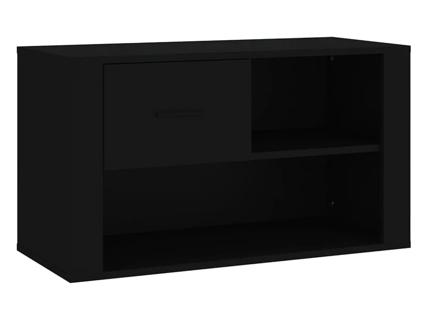 Mueble zapatero madera contrachapada negro 80x35x45 cm ES178825