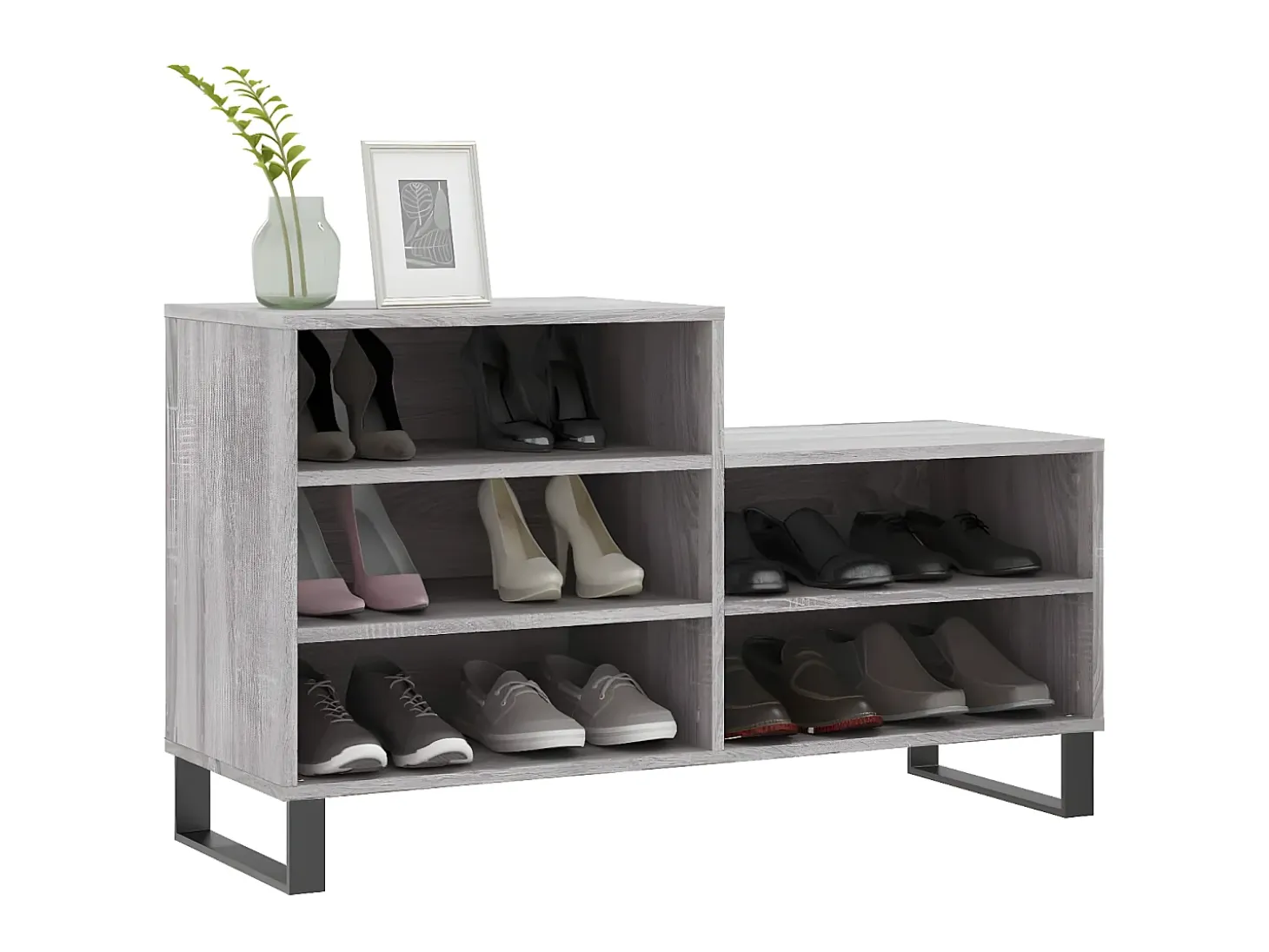 Mueble zapatero madera contrachapada gris Sonoma 102x36x60 cm ES856472
