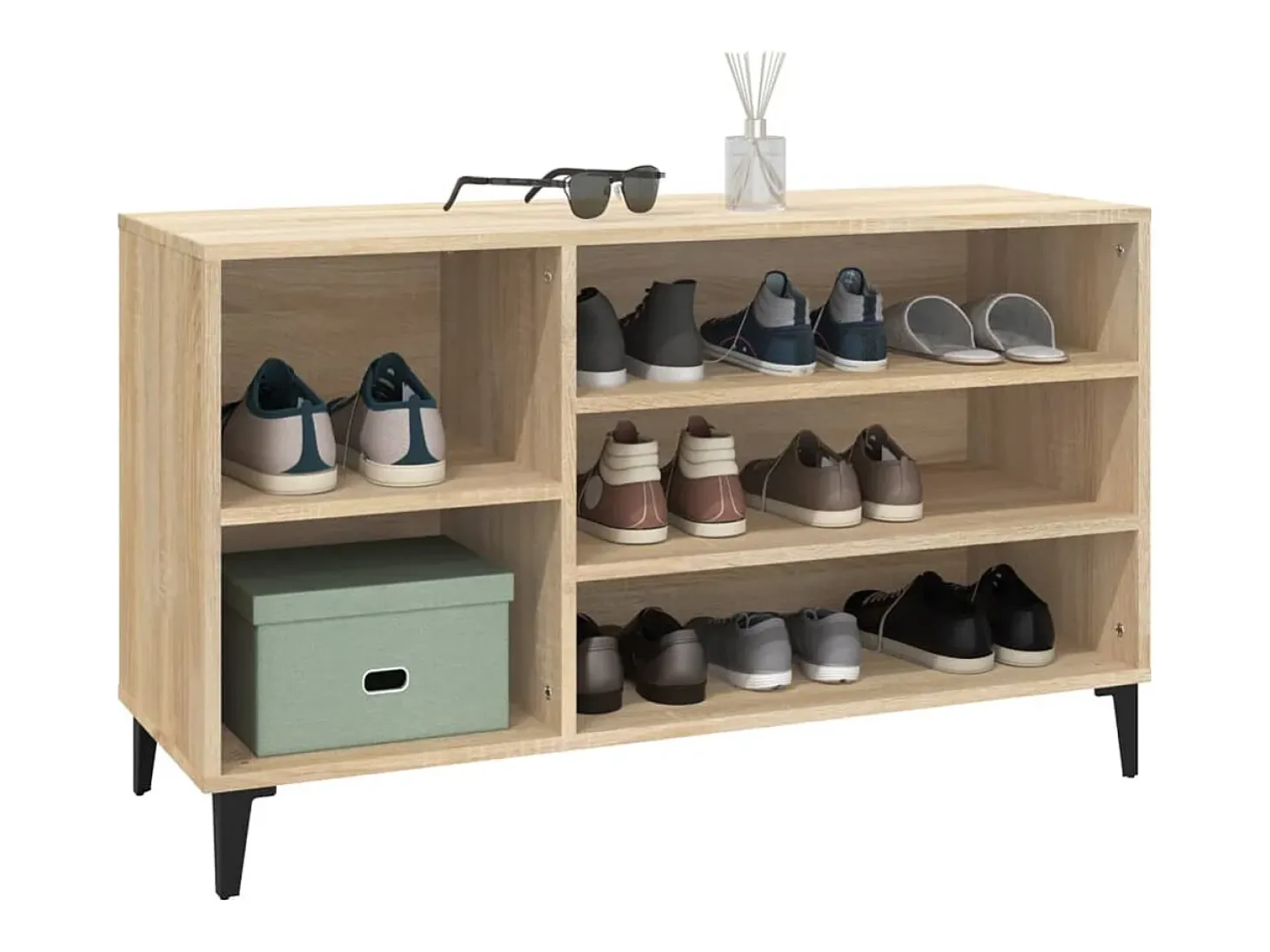 Mueble zapatero madera contrachapada roble Sonoma 102x36x60 cm ES780032