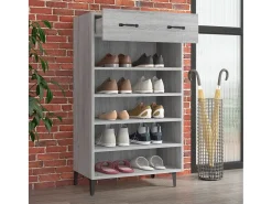Mueble zapatero madera contrachapada gris Sonoma 60x35x105 cm ES580454