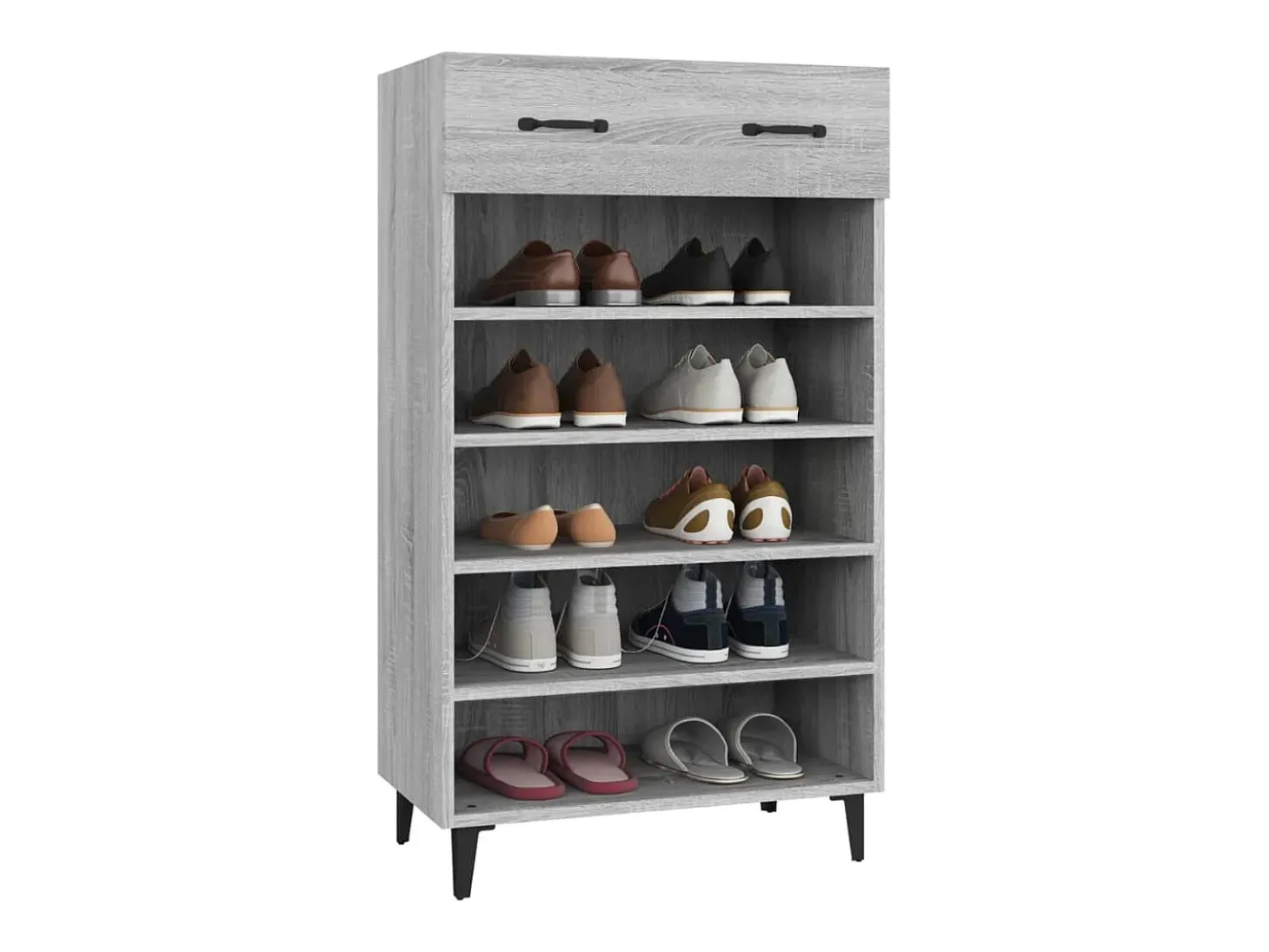 Mueble zapatero madera contrachapada gris Sonoma 60x35x105 cm ES580454
