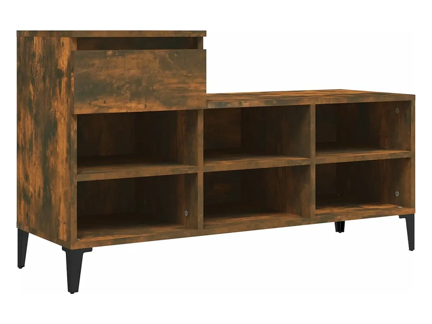 Mueble zapatero madera contrachapada roble ahumado 102x36x60 cm ES271886