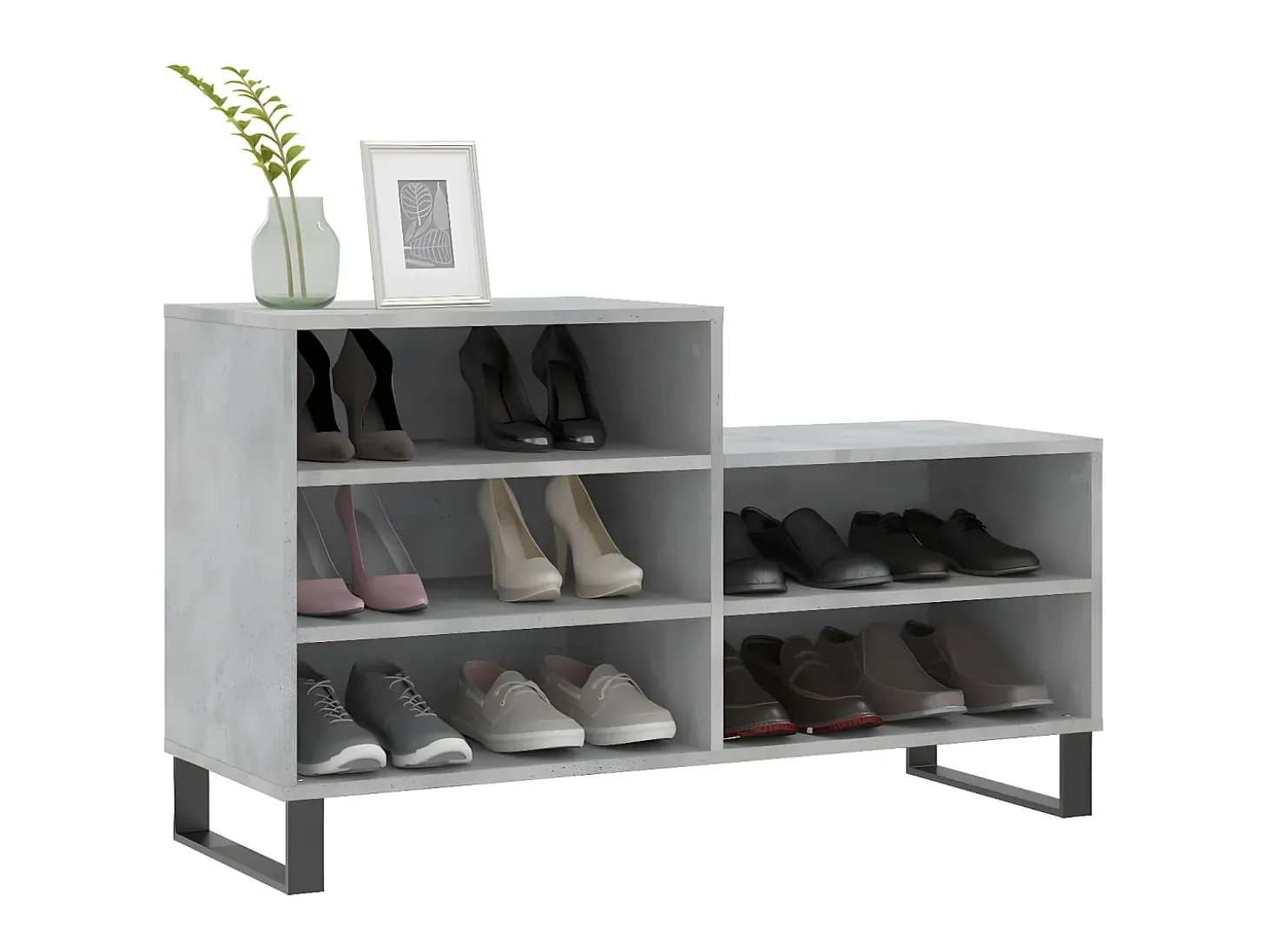 Mueble zapatero madera contrachapada gris hormigón 102x36x60 cm ES284315