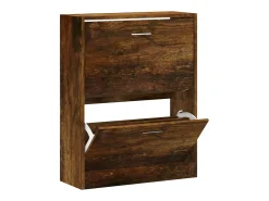 Mueble zapatero madera contrachapada roble ahumado 63x24x81 cm ES775170