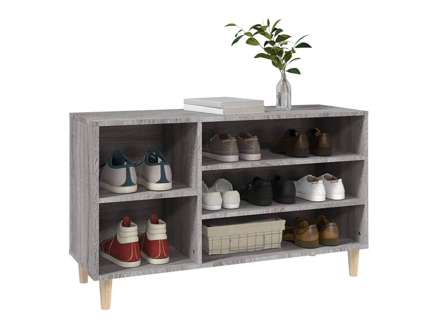 Mueble zapatero madera contrachapada gris Sonoma 102x36x60 cm ES863828