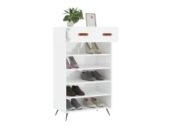 Mueble zapatero madera contrachapada blanco brillo 60x35x105 cm ES162726