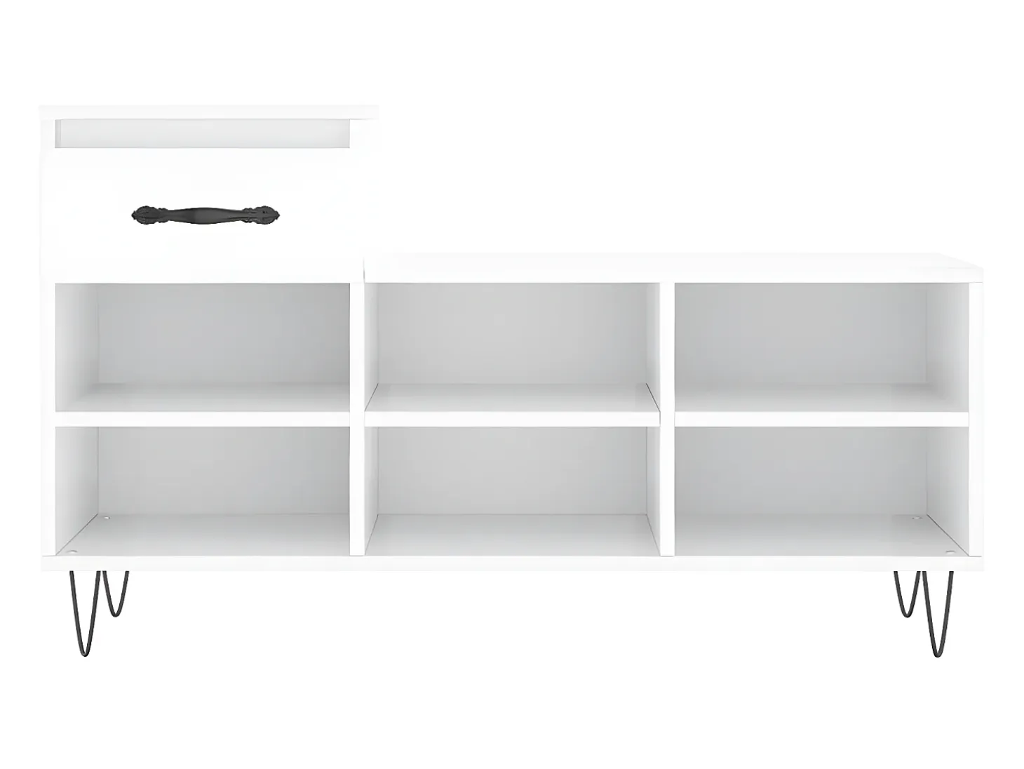 Mueble zapatero madera contrachapada blanco brillo 102x36x60 cm ES986242