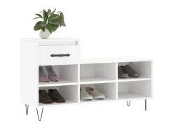 Mueble zapatero madera contrachapada blanco brillo 102x36x60 cm ES986242