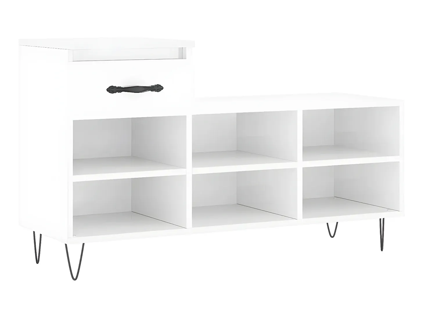 Mueble zapatero madera contrachapada blanco brillo 102x36x60 cm ES986242