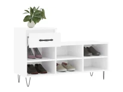 Mueble zapatero madera contrachapada blanco brillo 102x36x60 cm ES986242