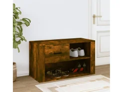 Mueble zapatero madera contrachapada roble ahumado 80x35x45 cm ES197318