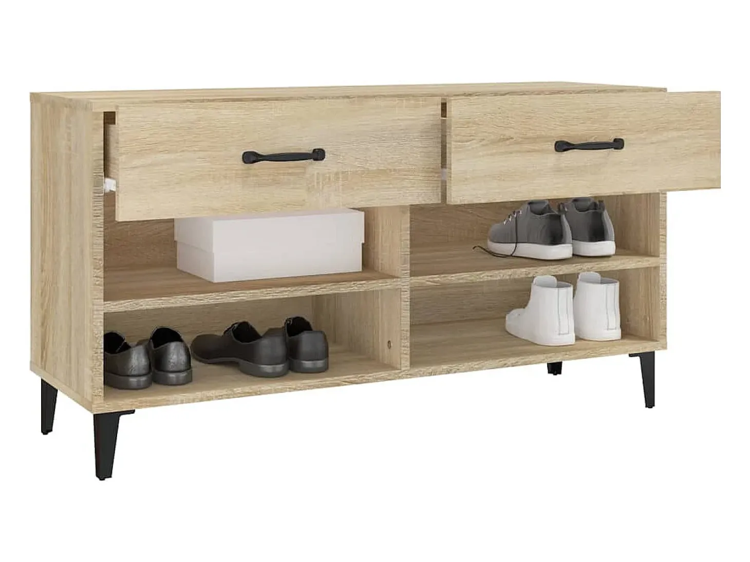 Mueble zapatero madera contrachapada roble Sonoma 102x35x55 cm ES452043
