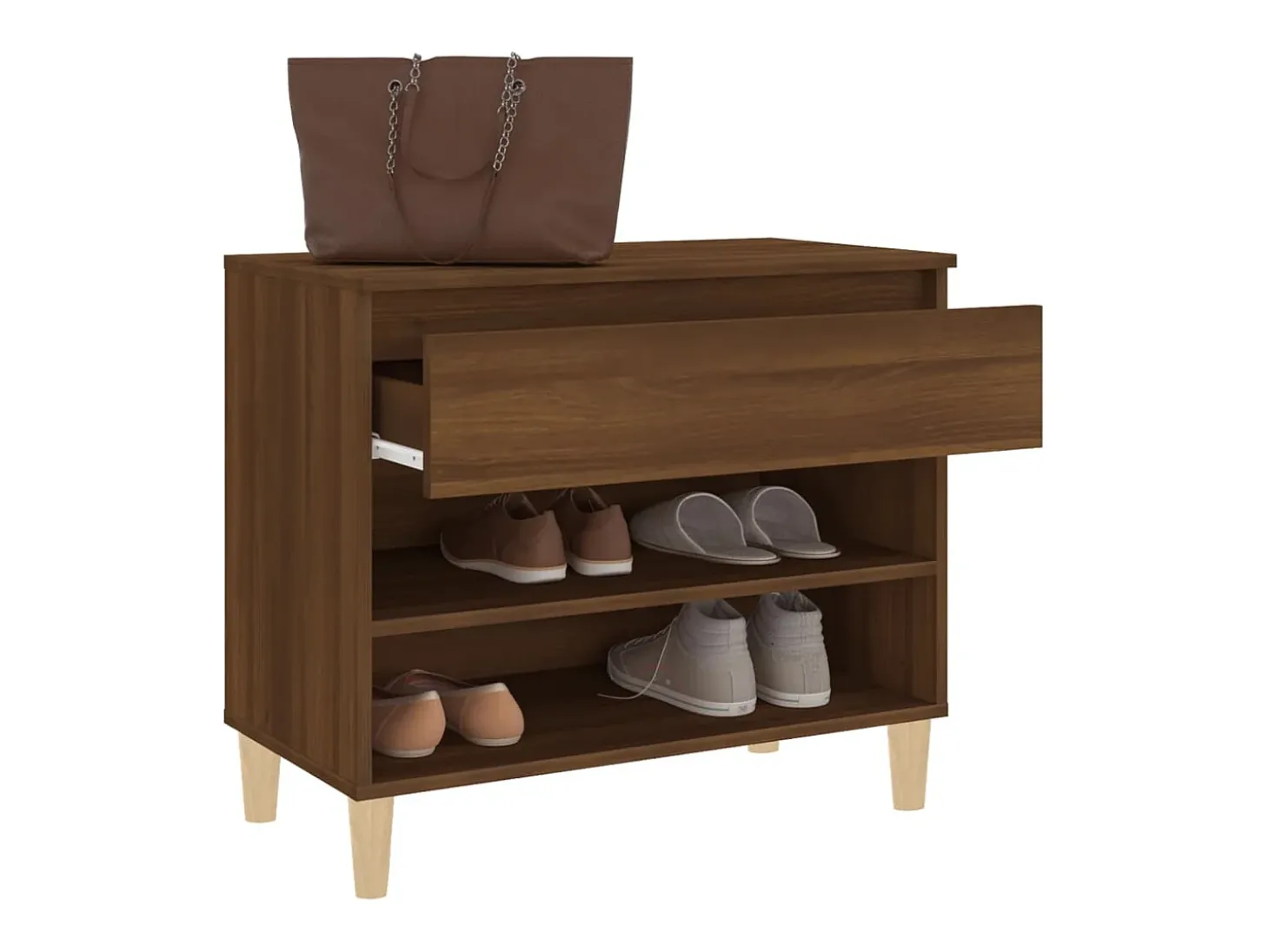 Mueble zapatero madera contrachapada roble marrón 70x36x60 cm ES294286