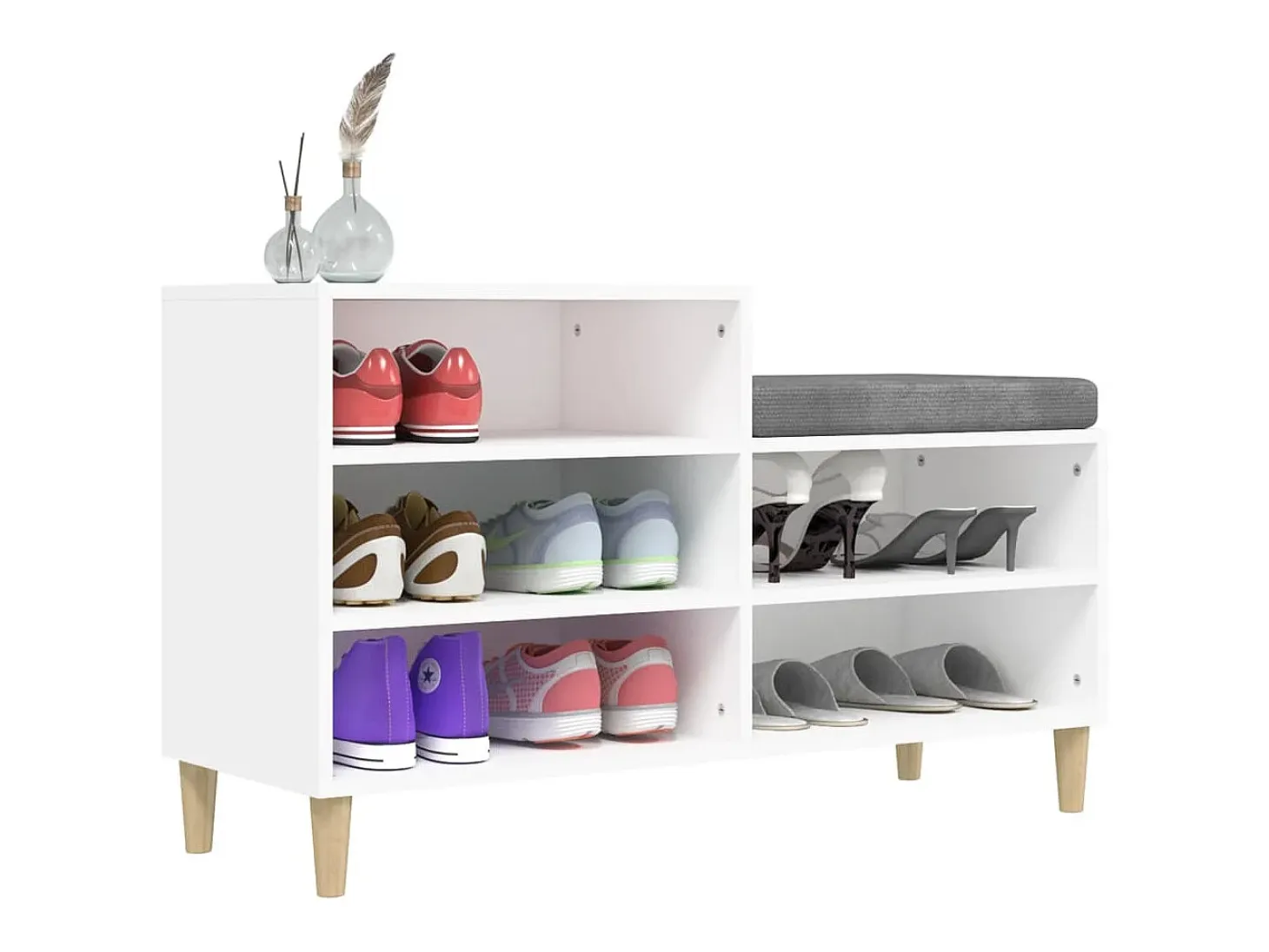 Mueble zapatero madera contrachapada blanco 102x36x60 cm ES302720