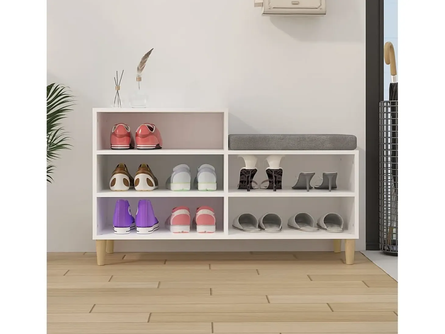 Mueble zapatero madera contrachapada blanco 102x36x60 cm ES302720
