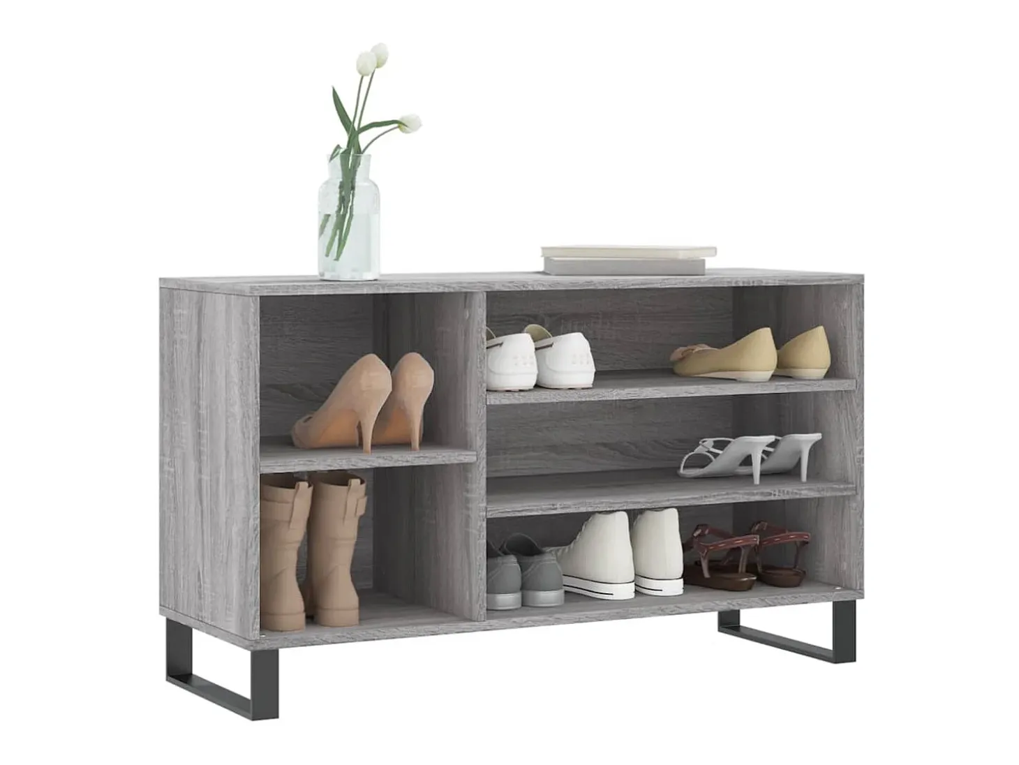 Mueble zapatero madera contrachapada gris Sonoma 102x36x60 cm ES803808