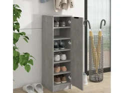 Mueble zapatero madera contrachapada gris hormigón 30x35x100 cm ES422673