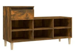 Mueble zapatero madera contrachapada roble ahumado 102x36x60 cm ES714303