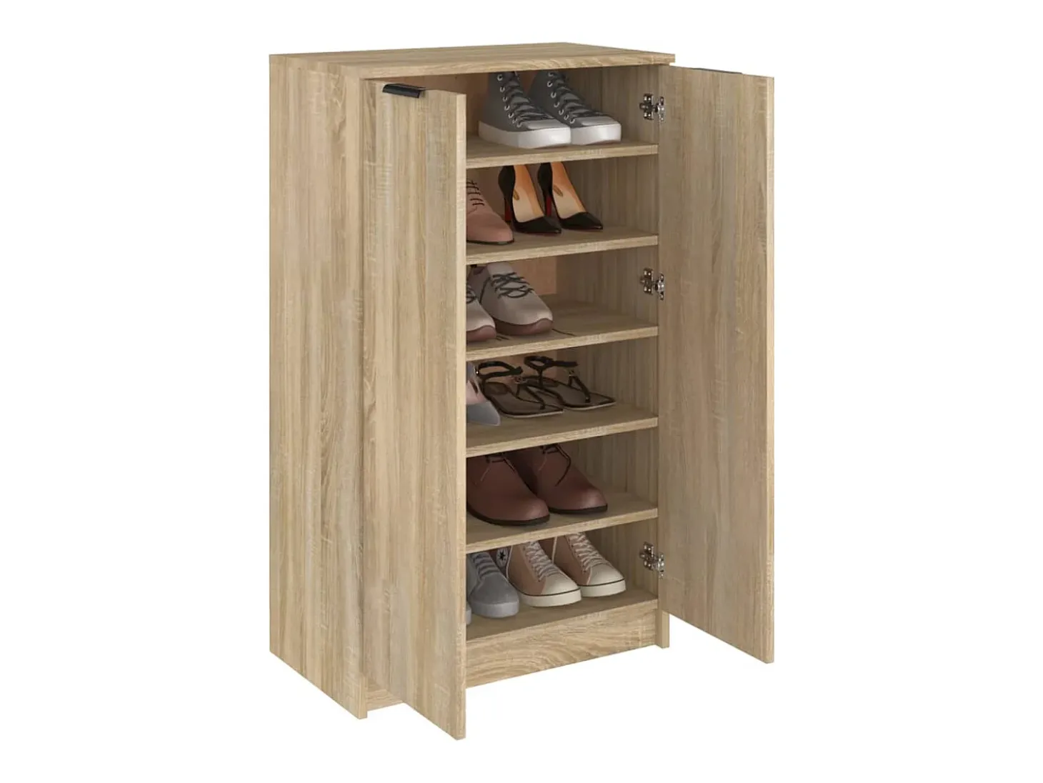 Mueble zapatero madera contrachapada roble Sonoma 59x35x100 cm ES479377