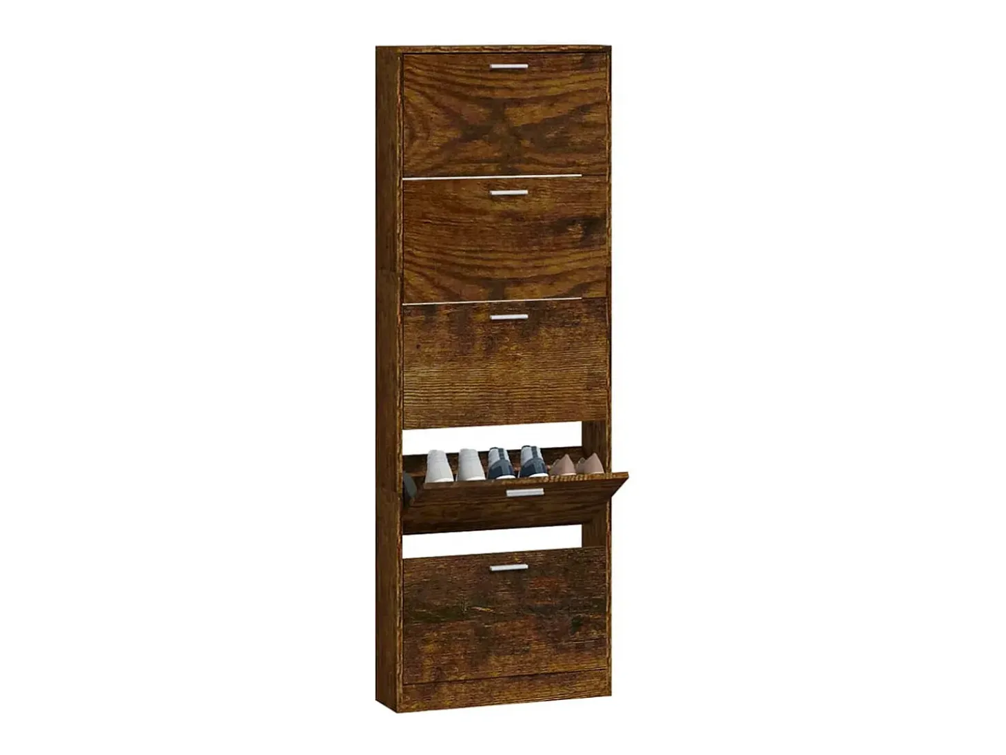 Mueble zapatero madera contrachapada roble ahumado 59x17x169 cm ES629388