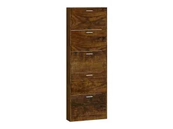 Mueble zapatero madera contrachapada roble ahumado 59x17x169 cm ES629388