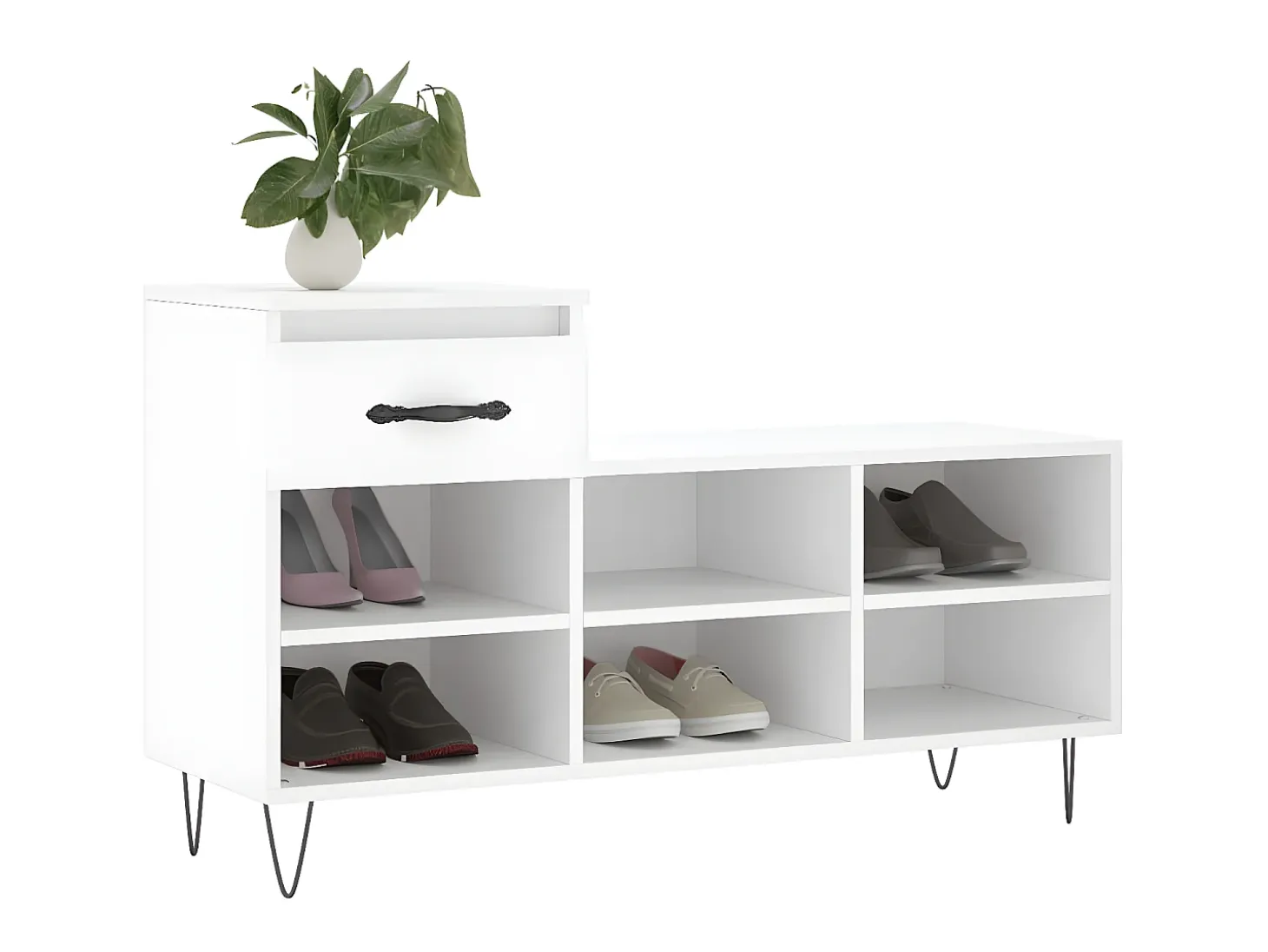Mueble zapatero madera contrachapada blanco 102x36x60 cm ES314258