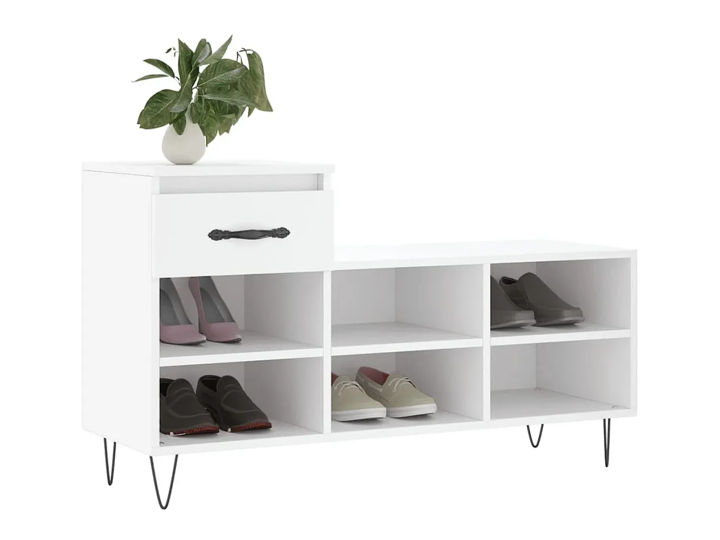 Mueble zapatero madera contrachapada blanco 102x36x60 cm ES314258