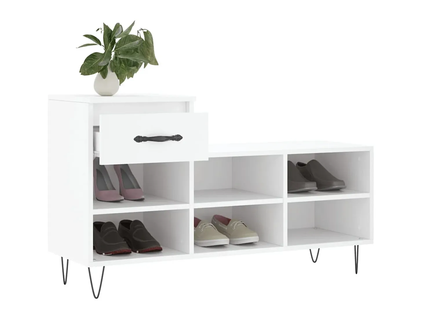 Mueble zapatero madera contrachapada blanco 102x36x60 cm ES314258