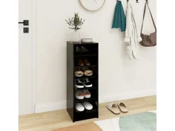 Mueble zapatero madera contrachapada negro 31,5x35x90 cm ES581380
