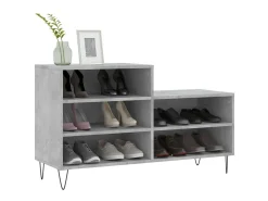 Mueble zapatero madera contrachapada gris hormigón 102x36x60 cm ES459823