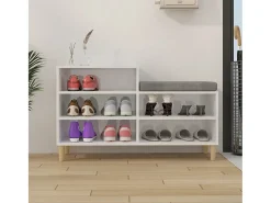 Mueble zapatero madera contrachapada blanco brillo 102x36x60 cm ES565233