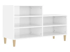 Mueble zapatero madera contrachapada blanco brillo 102x36x60 cm ES565233