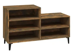 Mueble zapatero madera contrachapada roble ahumado 102x36x60 cm ES840750