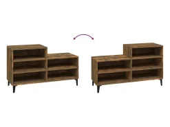 Mueble zapatero madera contrachapada roble ahumado 102x36x60 cm ES840750