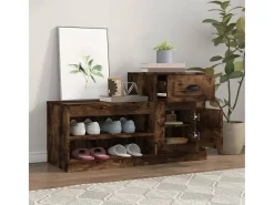 Mueble zapatero madera contrachapada roble ahumado 100x42x60 cm ES730995