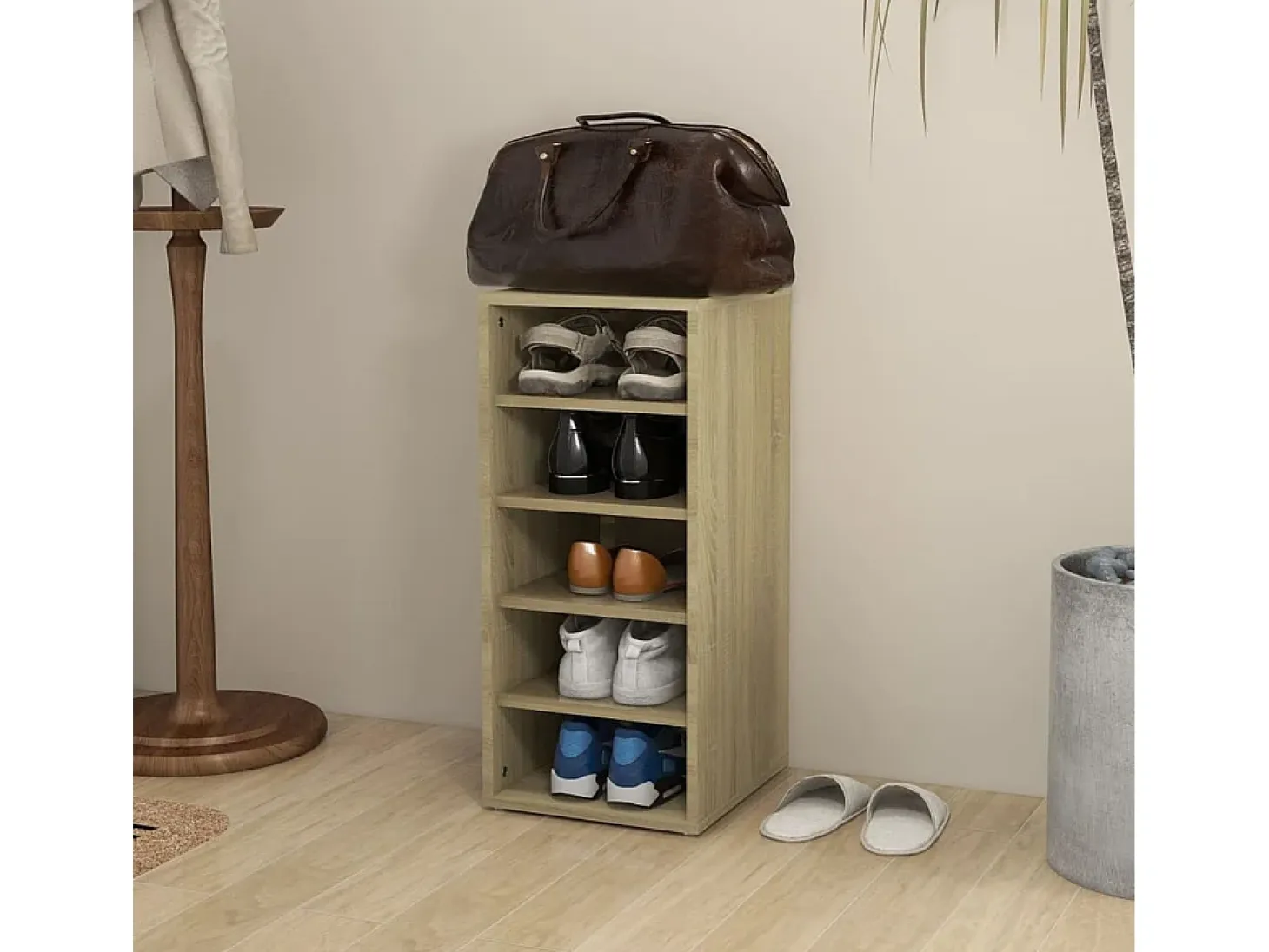 Mueble zapatero madera contrachapada roble Sonoma 31,5x35x70 cm ES817659
